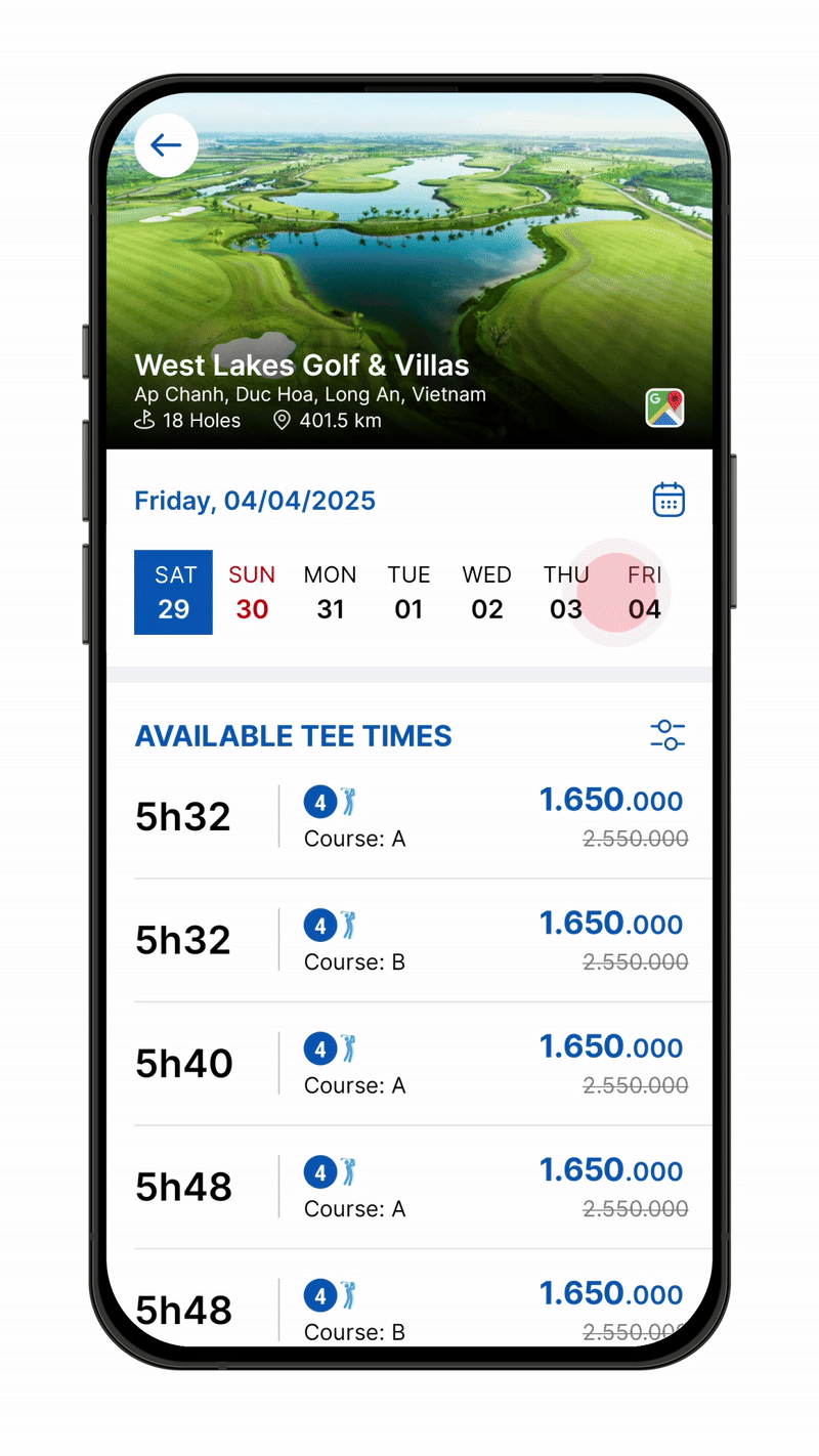 Select date - hot deal - tee time in Gonta