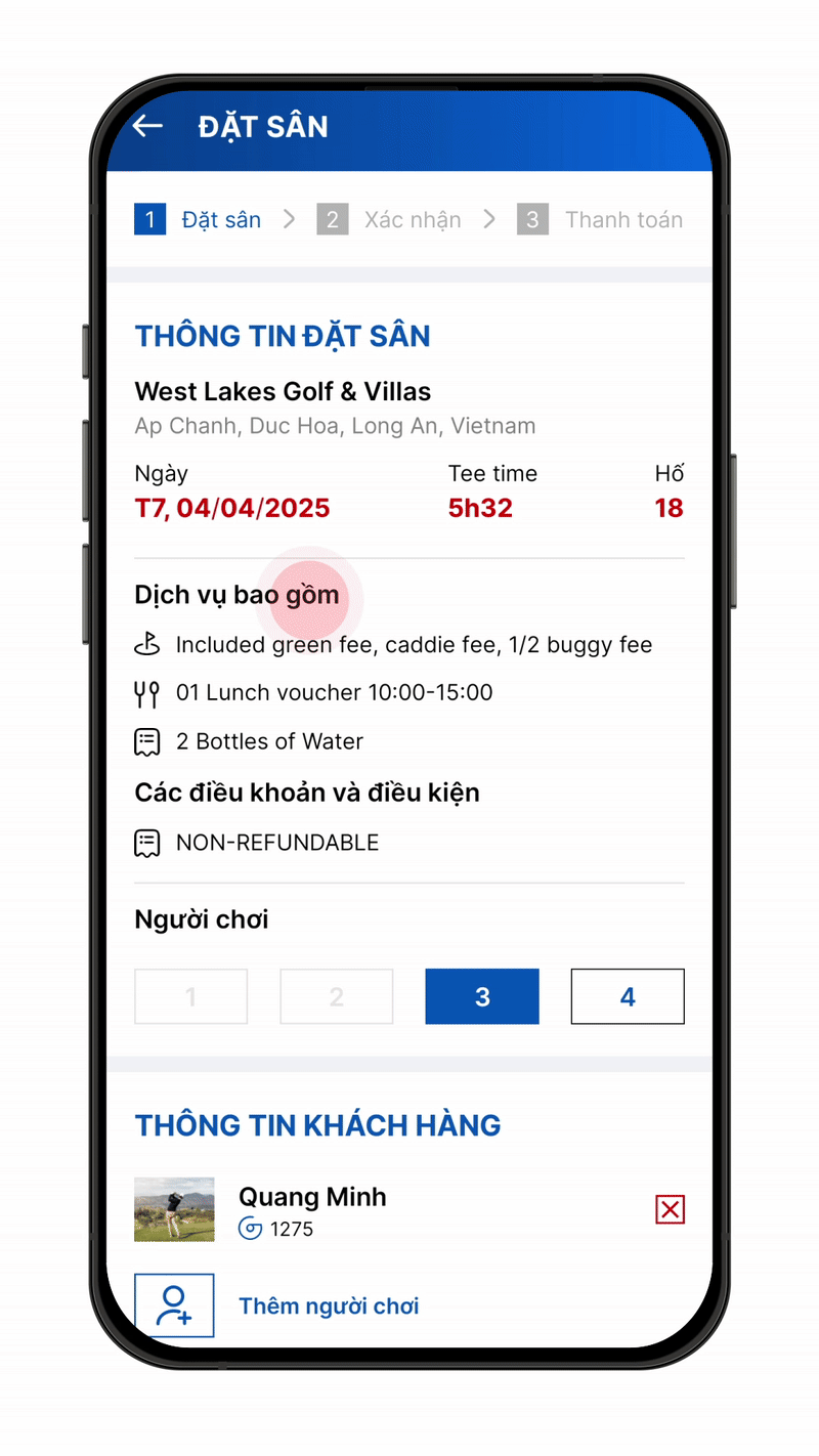 Kiểm tra thông tin đặt sân của bạn trong Gonta
