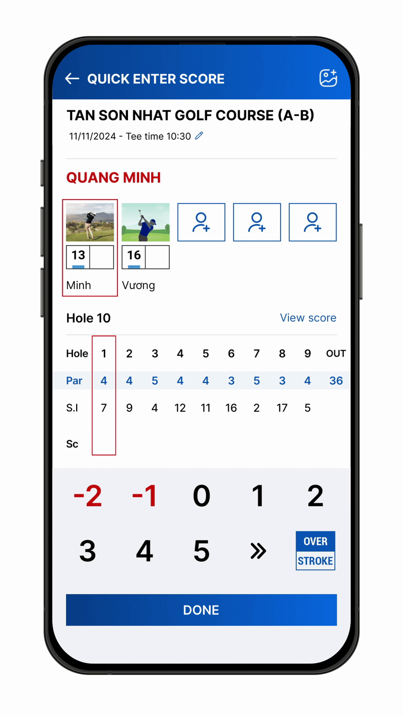 Nhập điểm cho bạn và bạn bè