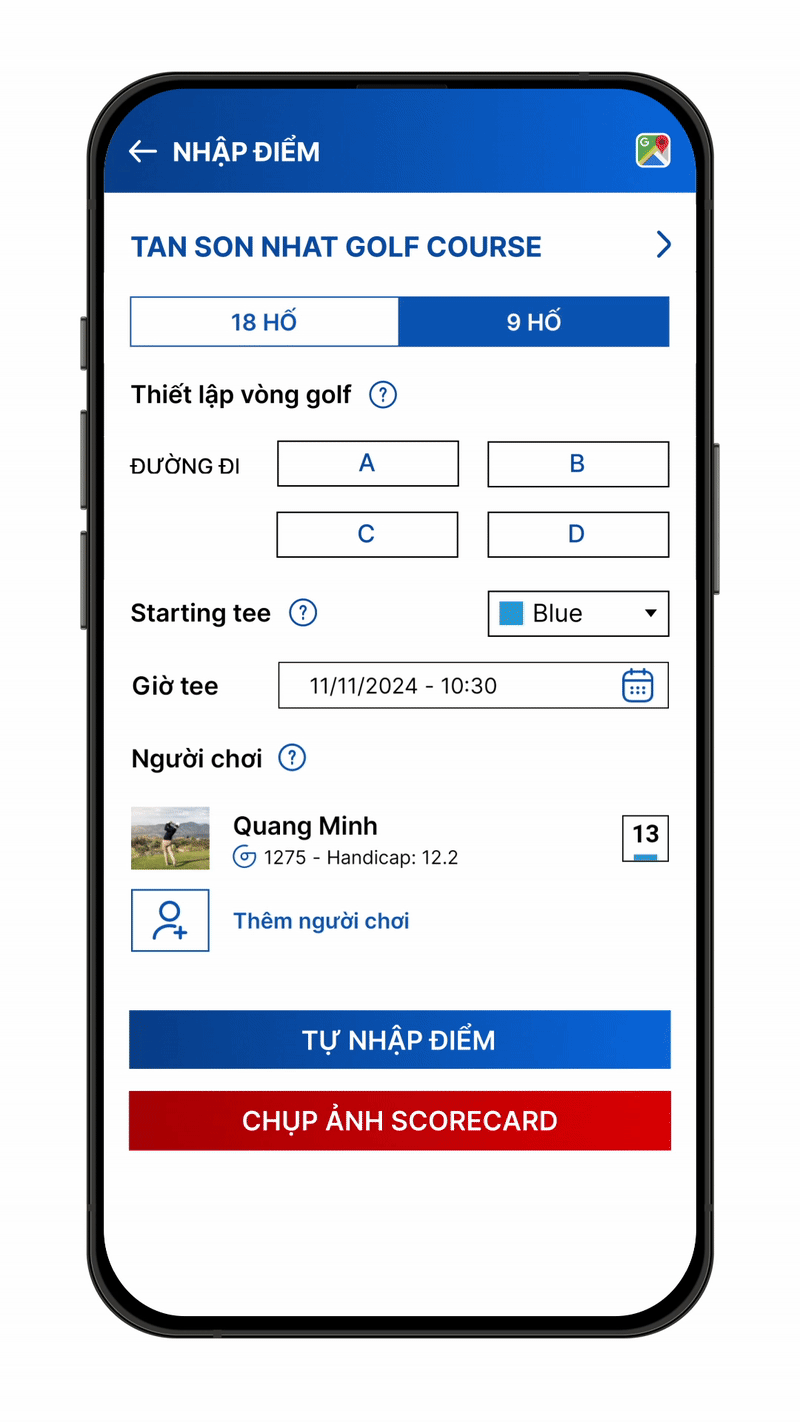 Chọn sân nhập điểm